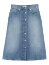 Stella Mccartney Denim Cotton Midi Skirt In Multi