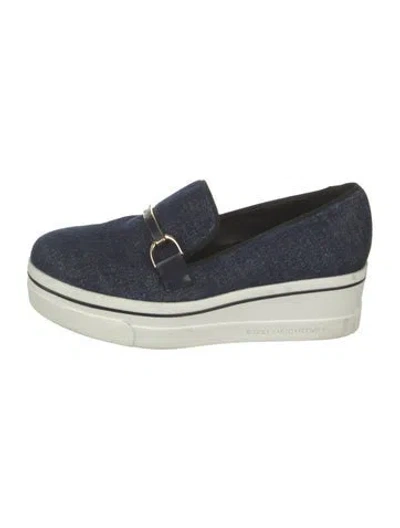 Pre-owned Stella Mccartney Denim Glitter Accents Loafer Sneakers In Blue