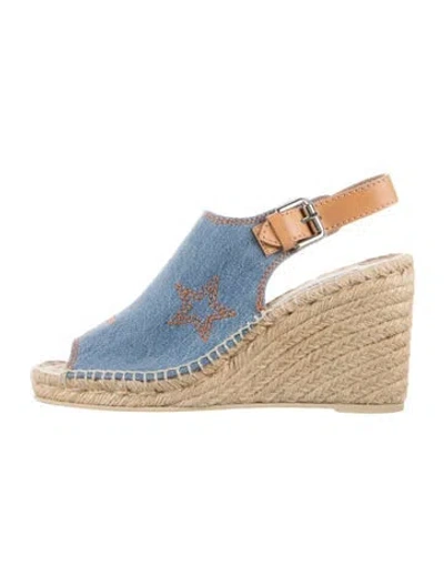 Pre-owned Stella Mccartney Denim Graphic Print Espadrilles In Blue
