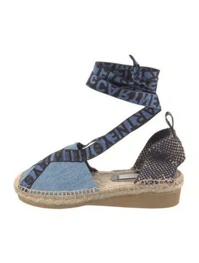 Pre-owned Stella Mccartney Denim Graphic Print Espadrilles In Blue