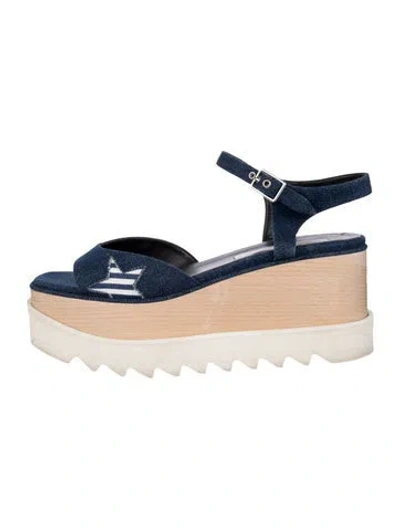 Pre-owned Stella Mccartney Denim Graphic Print Sandals In Blue