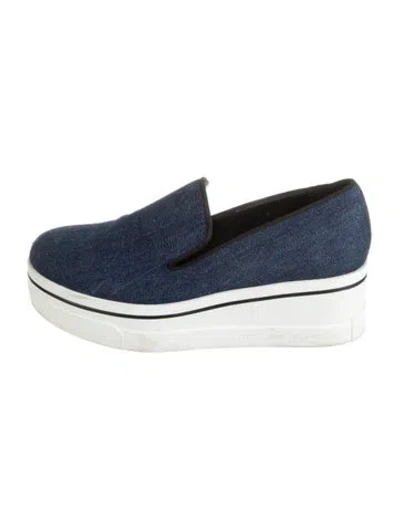 Pre-owned Stella Mccartney Denim Grosgrain Trim Loafers In Blue/pink
