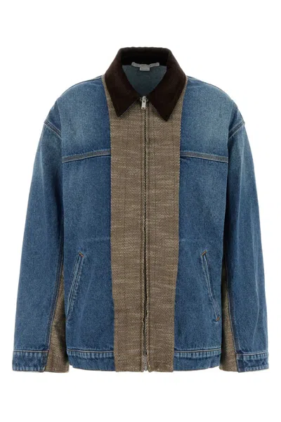 Stella Mccartney Tweed And Denim Jacket In Blue