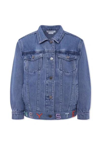 Stella Mccartney Kids' Denim Jacket For Girl With Logo In Blue