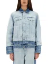 Stella Mccartney Layered Denim Jacket With Chest Pockets In Blue