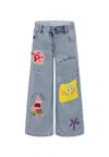 Stella Mccartney Embroidered Cotton Jeans In Denim
