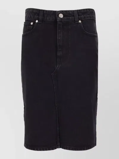 Stella Mccartney Denim Lace Skirt Mid Rise Waist In Black