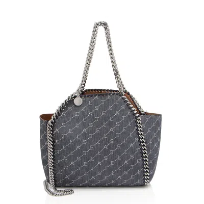 Stella Mccartney Denim Logo Falabella Reversible Mini Tote In Blue