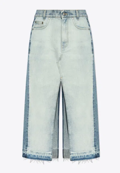 Stella Mccartney Denim Midi Skirt In Blue