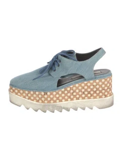 Pre-owned Stella Mccartney Denim Polka Dot Print Slingback Flats In Blue