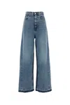 Stella Mccartney Denim Trousers Wide-leg Frayed Hem