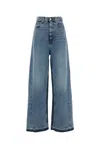 Stella Mccartney Denim Trousers Wide-leg Frayed Hem In Blue