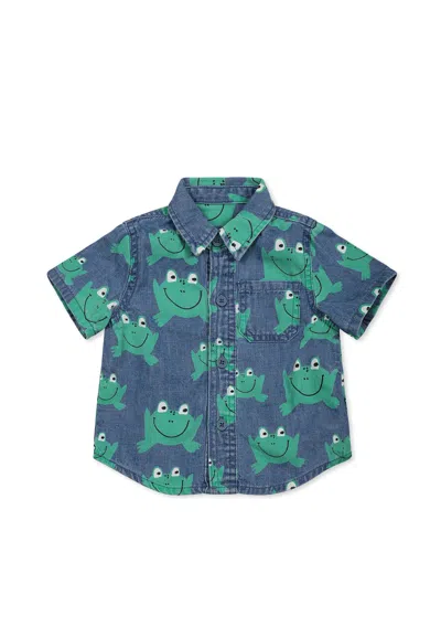 Stella Mccartney Denim Shirt For Baby Boy With Frog