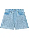 Stella Mccartney Denim Shorts With Frayed Texture And Pockets In Blue