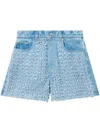 Stella Mccartney Denim Shorts With Frayed Texture And Pockets In Blue