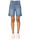 Stella Mccartney Women Denim Cotton Bermuda Shorts In Blue