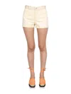 Stella Mccartney Denim Shorts With Branded Band In Yellow