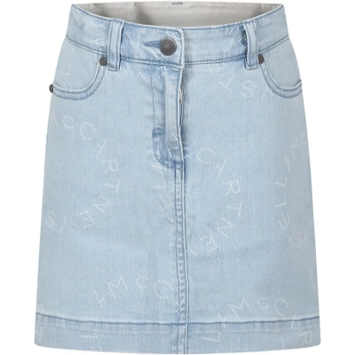 Stella Mccartney Kids' Medallion Logo Denim Skirt In Blue