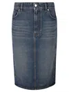 Stella Mccartney Bluesnap Denim Midi Skirt In Snap Blue