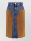 Stella Mccartney Denim Skirt With Suede Inserts