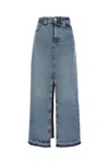 Stella Mccartney Denim Skirt With Back Pockets And Front Slit In Two Tonal Denim Wash