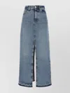 Stella Mccartney Denim Skirt With Back Pockets And Front Slit In Blue
