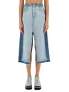 Stella Mccartney Denim Skirt With Contrasting Panel In Denim