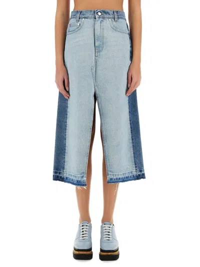 STELLA MCCARTNEY DENIM SKIRT WITH CONTRASTING PANEL