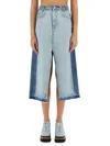Stella Mccartney Denim Skirt With Contrasting Panel In Denim