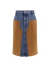 Stella Mccartney Denim Skirt With Suede Inserts