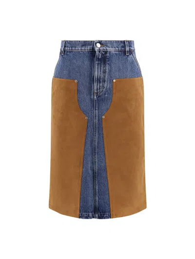 Stella Mccartney Denim Skirt With Suede Inserts