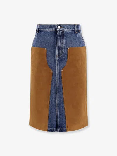 STELLA MCCARTNEY DENIM SKIRT WITH SUEDE INSERTS