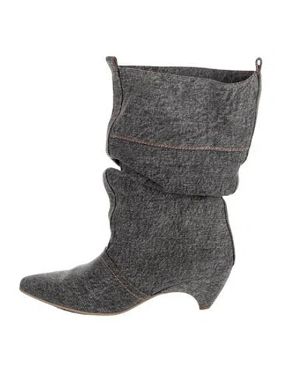 Pre-owned Stella Mccartney Denim Slouch Boots In Grey