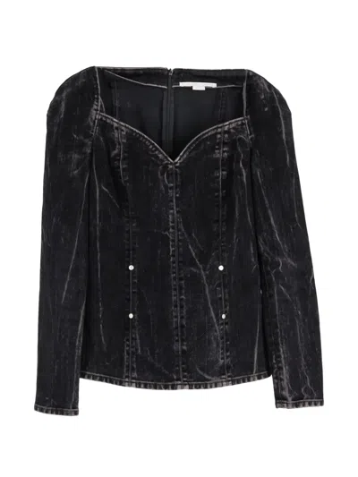 Pre-owned Stella Mccartney Denim Studded Blouse In Black