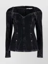 Stella Mccartney Denim Top With Buttoned Front And Fitted Shape