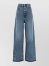 Stella Mccartney Denim Trousers Wide-leg Frayed Hem