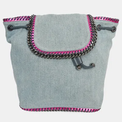 Pre-owned Stella Mccartney Denim/metallic Pink Leather Accent 'falabella' Backpack In Blue