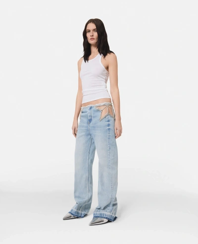 Stella Mccartney Diamanté Star Wide Leg Jeans In Blue