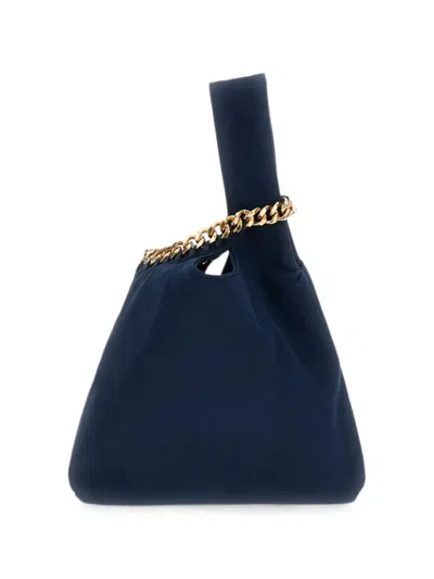 Stella Mccartney Diamond-cut Chain Clutch Bag In Blue