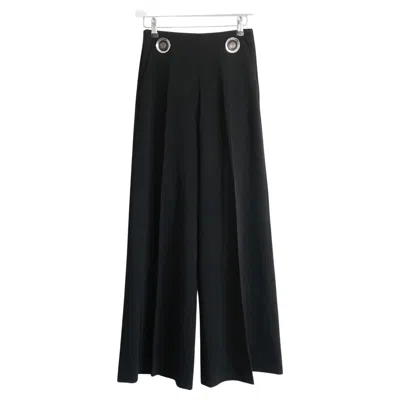 Pre-owned Stella Mccartney Disk Trim Wide Leg Trousers Pants In Black