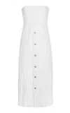 Stella Mccartney Distressed Denim Bustier Midi Dress In White