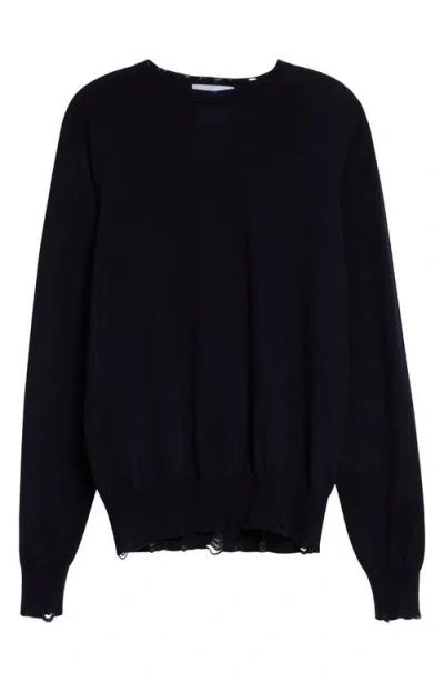 Stella Mccartney Distressed Merino Wool Sweater In Black