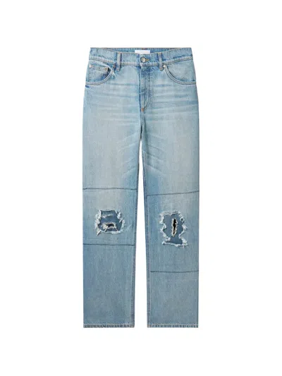 Stella Mccartney Distressed Patchwork Jeans In Blue