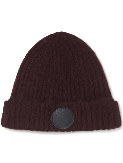 Stella Mccartney Distressed Ribbed-knit Beanie In Brown