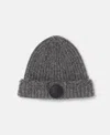 Stella Mccartney Distressed Ribbed Knit Beanie In Charcoal Grey