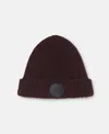 Stella Mccartney Distressed Ribbed Knit Beanie In Chocolate Brown