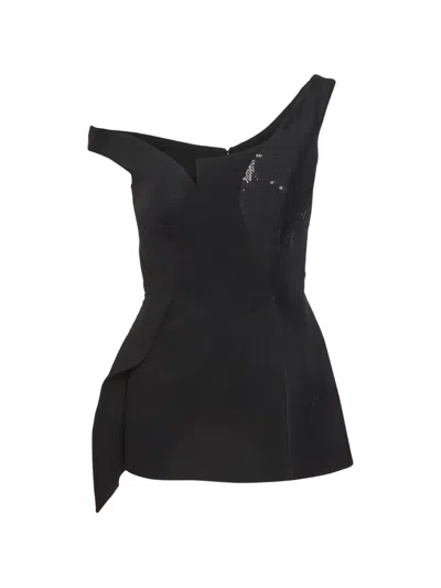 Pre-owned Stella Mccartney Dixie Asymmetric Peplum Top In Black