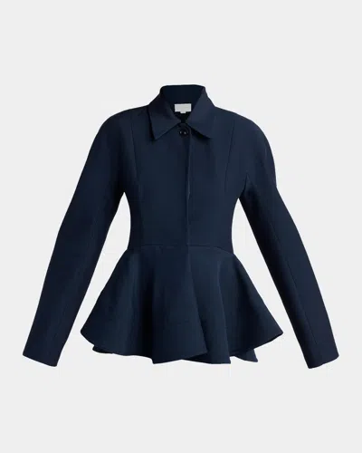 Stella Mccartney Dolman-sleeve Wool Peplum Jacket In Blue