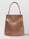 Stella Mccartney Dotted Chamois Bucket Bag With Gold Chain In Neutrals