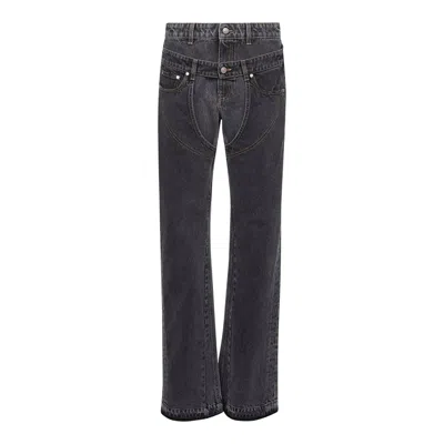 Stella Mccartney Double Black Denim Pants In Gray
